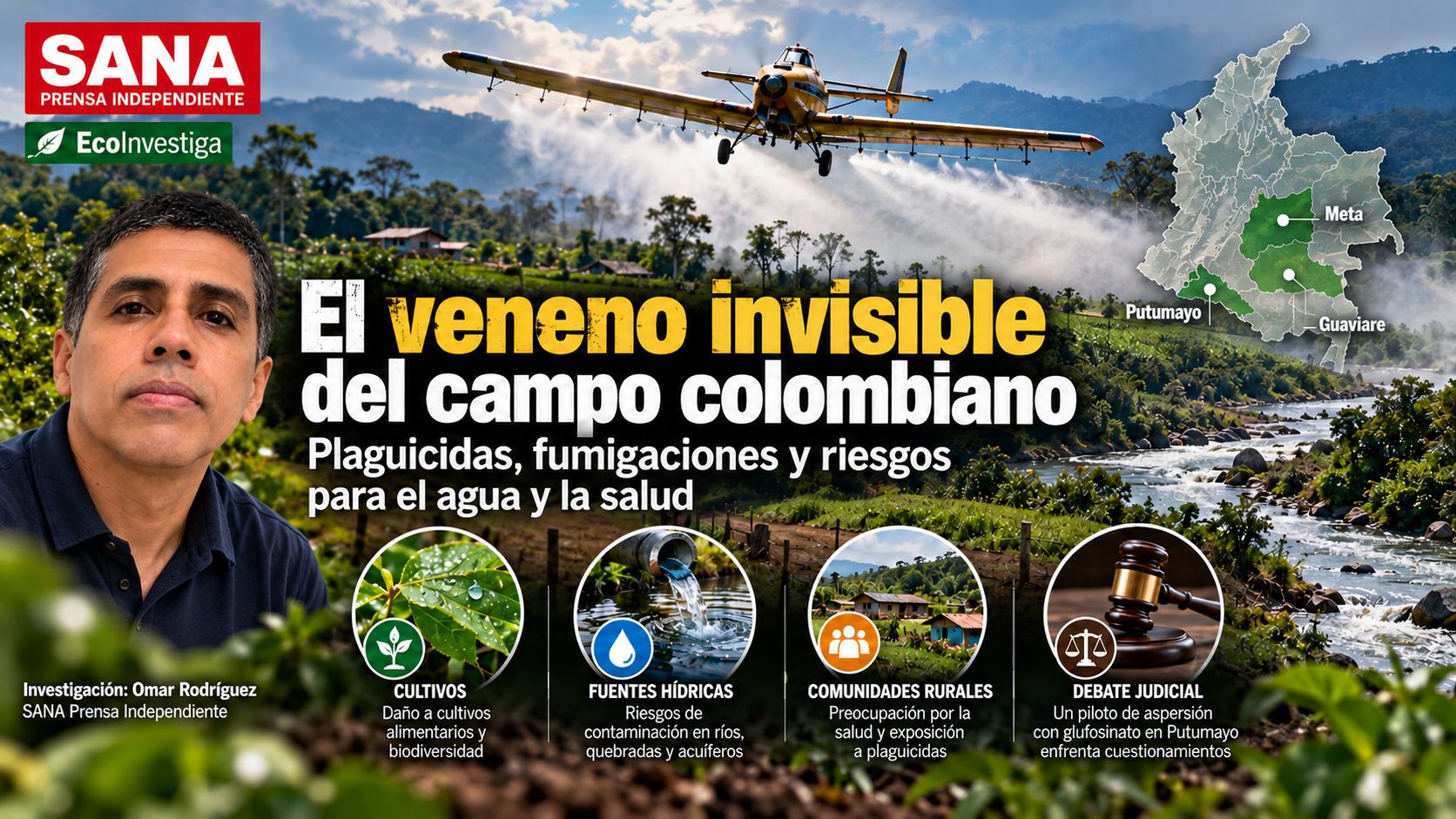 El veneno invisible del campo colombiano: el regreso de las fumigaciones aéreas abre una nueva disputa por la salud y el agua