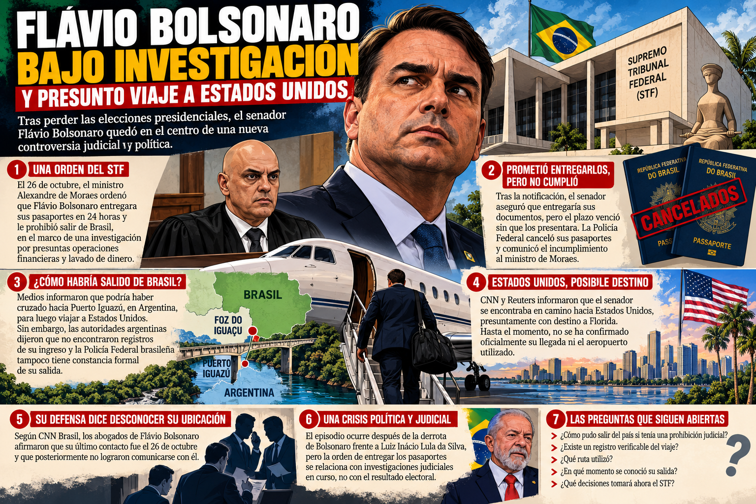 Flávio Bolsonaro, rumbo a Estados Unidos tras su derrota electoral: incumplió una orden judicial y Brasil canceló sus pasaportes